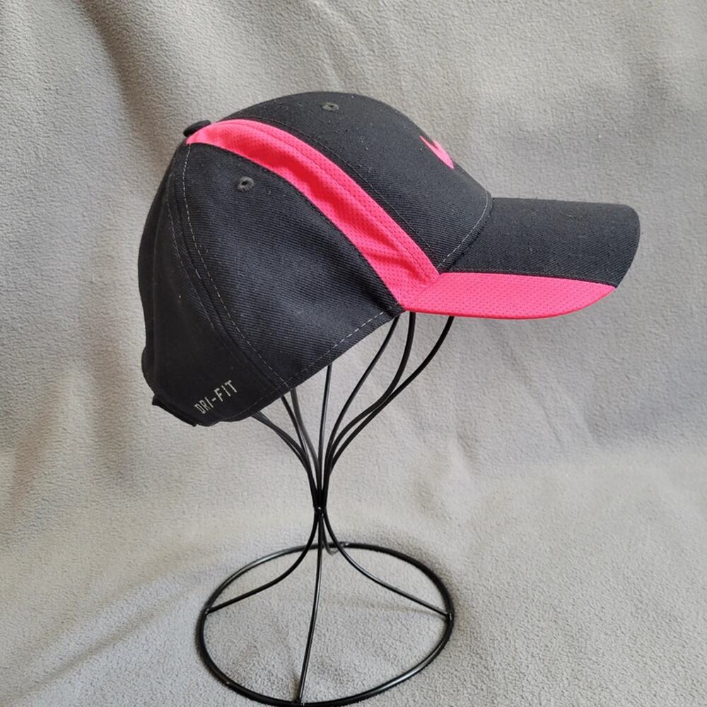 Nike Legacy91 Hat Cap Dri Fit Black Pink Swoosh Adjustable Strap - Picture 2 of 10